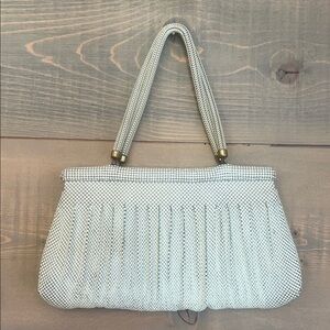 Whiting & Davis Vintage White Metal Mesh Beaded Women's Bag Purse